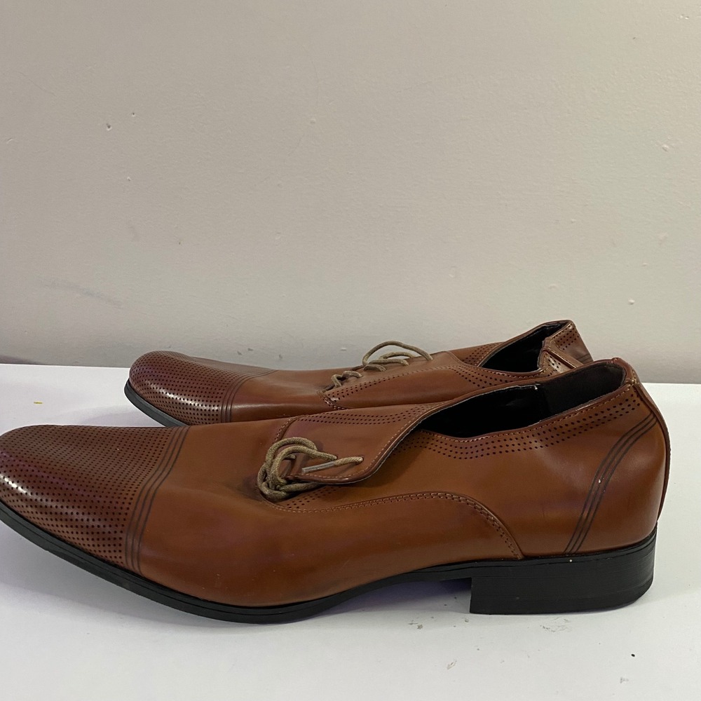 Kenneth Cole Reaction Dress Shoes Mens 12 Brown Perforated Cap Toe Oxford‎